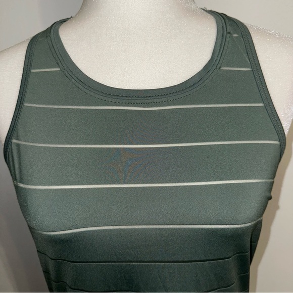 Athleta Chi Green Mesh Sheer Striped Tank Top Size s - Picture 4 of 11